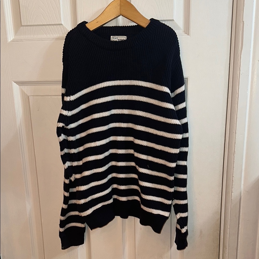 Navy and White Striped Sweater